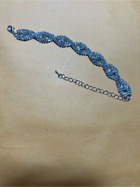 Silver color Crystal Bridal Bracelet - Elegant Rhinestone Accent